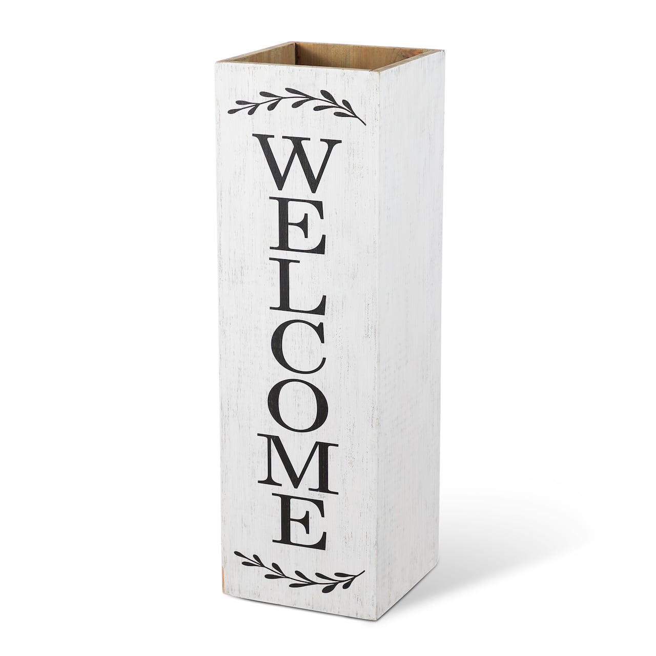 Glitzhome® 24" Double-Sided Solid Wood White Boxed "WELCOME PORCH" Porch Sign